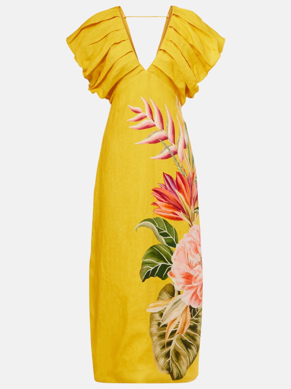 FARM Rio Yellow Floral Linen Maxi Dress - Picture 1 of 7